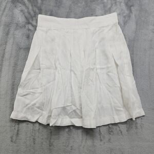 NEW Sim & Sam Skirt Size M White Pleated Mini Tennis Rayon Cotton Preppy Lined